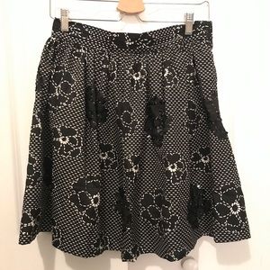 Black and White and Sequin Floral Skirt